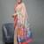 Beige printed linen casual saree with blouse piece
