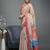 Beige printed linen casual saree with blouse piece
