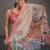 Beige printed linen casual saree with blouse piece