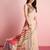 Cream printed linen casual saree with blouse piece