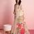 Cream printed linen casual saree with blouse piece