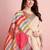Cream printed linen casual saree with blouse piece