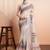 Cream printed linen casual saree with blouse piece