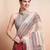 Cream printed linen casual saree with blouse piece
