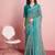 Blue printed linen casual saree with blouse piece