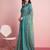 Blue printed linen casual saree with blouse piece