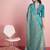 Blue printed linen casual saree with blouse piece