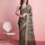 Grey printed linen casual saree with blouse piece