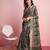 Grey printed linen casual saree with blouse piece