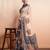Cream printed linen casual saree with blouse piece