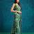 Green printed blended cotton designer saree with blouse piece
