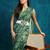 Green printed blended cotton designer saree with blouse piece