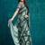 Olive printed blended cotton designer saree with blouse piece