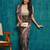 Coffee brown printed blended cotton designer saree with blouse piece