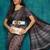 Black printed blended cotton designer saree with blouse piece