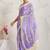 Purple printed satin fashion saree with blouse piece