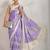 Purple printed satin fashion saree with blouse piece