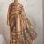 Brown printed satin fashion saree with blouse piece