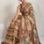 Brown printed satin fashion saree with blouse piece