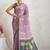 Purple printed satin fashion saree with blouse piece