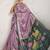 Purple printed satin fashion saree with blouse piece