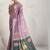 Purple printed satin fashion saree with blouse piece