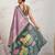 Purple printed satin fashion saree with blouse piece