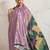 Purple printed satin fashion saree with blouse piece