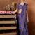 Purple printed satin fashion saree with blouse piece