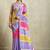 Purple printed satin fashion saree with blouse piece