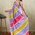 Purple printed satin fashion saree with blouse piece