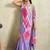 Purple printed satin fashion saree with blouse piece