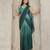 Sea green plain chiffon designer saree with blouse piece