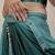 Sea green plain chiffon designer saree with blouse piece