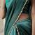 Sea green plain chiffon designer saree with blouse piece