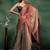 Gold printed satin fashion saree with blouse piece