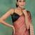 Gold printed satin fashion saree with blouse piece