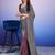 Silver printed satin fashion saree with blouse piece