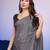 Silver printed satin fashion saree with blouse piece