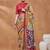 Mustard printed silk blend ethnic saree with blouse piece