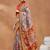Grey printed silk blend ethnic saree with blouse piece