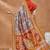 Grey printed silk blend ethnic saree with blouse piece