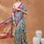 Blue printed silk blend ethnic saree with blouse piece