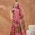 Pink printed silk blend ethnic saree with blouse piece