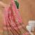 Pink printed silk blend ethnic saree with blouse piece
