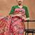 Pink printed silk blend ethnic saree with blouse piece