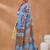 Blue printed silk blend ethnic saree with blouse piece