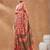 Red printed silk blend ethnic saree with blouse piece