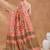 Red printed silk blend ethnic saree with blouse piece