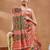 Red printed silk blend ethnic saree with blouse piece